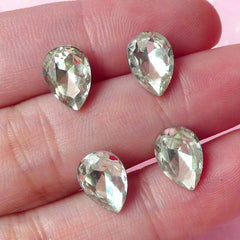 Teardrop Crystal Tip End Rhinestones (7mm x 10mm / Clear / 4 pcs) Wedding Jewelry Making Cell Phone Deco Decoden Supplies RHE040