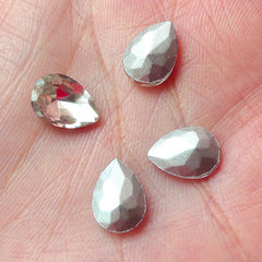 Teardrop Crystal Tip End Rhinestones (7mm x 10mm / Clear / 4 pcs) Wedding Jewelry Making Cell Phone Deco Decoden Supplies RHE040