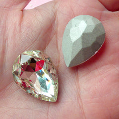 Teardrop Crystal Tip End Rhinestones (18mm x 25mm / Clear / 2 pcs) Wedding Jewelry Making Cell Phone Deco Decoden Supplies RHE041