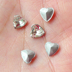 CLEARANCE Heart Crystal Tip End Rhinestones (6mm / Clear / 5 pcs) Wedding Jewelry Making Kawaii Cell Phone Deco Decoden Supplies Nail Art RHE036