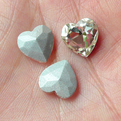 Heart Crystal Tip End Rhinestones (10mm / Clear / 3 pcs) Wedding Jewelry Making Kawaii Cell Phone Deco Decoden Supplies RHE037