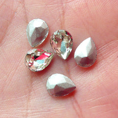Teardrop Crystal Tip End Rhinestones (6mm x 8mm / Clear / 5 pcs) Wedding Jewelry Making Cell Phone Deco Decoden Supplies Nail Art RHE039