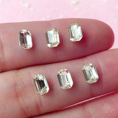 Rectangular Crystal Tip End Rhinestones (4mm x 6mm/Clear/6pcs) Wedding Jewelry Making Kawaii Cell Phone Deco Supplies Nail Art RHE043