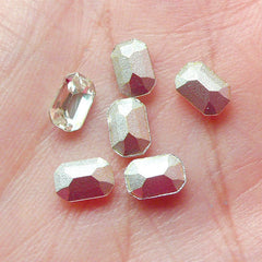 Rectangular Crystal Tip End Rhinestones (4mm x 6mm/Clear/6pcs) Wedding Jewelry Making Kawaii Cell Phone Deco Supplies Nail Art RHE043