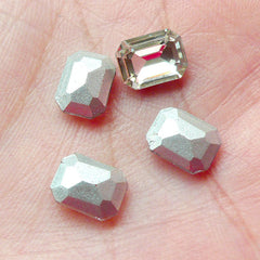 Rectangular Crystal Tip End Rhinestones (6mm x 8mm / Clear / 4pcs) Wedding Jewelry Making Kawaii Cell Phone Deco Supplies Nail Art RHE044