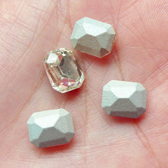 Rectangular Crystal Tip End Rhinestones (8mm x 10mm / Clear / 4 pcs) Wedding Jewelry Making Kawaii Cell Phone Deco Decoden Supplies RHE045