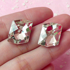 Irregular Shaped Glass Tip End Rhinestones (13mm x 17mm / Clear / 2 pcs) Wedding Jewelry Making Kawaii Cell Phone Deco Supplies RHE051