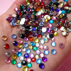 CLEARANCE 5mm Resin Round Faceted Rhinestones Mix (500 pcs) Decoden Kawaii Cell Phone Deco Scrapbooking RHM023