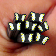 Black Butterfly Polymer Clay Cane Fimo Cane - Miniature Food / Dessert / Cake / Ice Cream Sundae Decoration and Nail Art CBT43