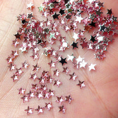 3mm Star Rhinestones Acrylic Rhinestones (Pink) (Around 100pcs) Miniature Sweets Deco Nail Art Nail Decoration RHE055