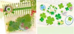 CLEARANCE Four Leaf Clover Sticker Set (70pcs) - Scrapbooking Packaging Party Gift Wrap Diary Deco Collage Home Decor S031