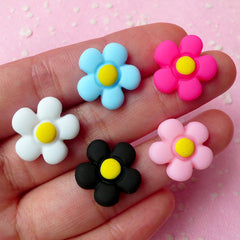 Flower Cabochon Mix Assorted Flower Cabochon Set (17mm) (Pastel Color) Flower Jewelry Cell Phone Deco Decoden Scrapbooking (5 pcs) CAB182