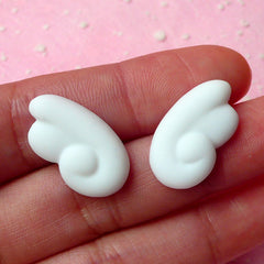 CLEARANCE Angel Wings Cabochon (1 Pair / 20mm x 12mm / White) Flatback Resin Cabochon Jewellery Making Kawaii Decoden Christmas Embellishment CAB183