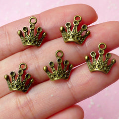 CLEARANCE Crown Charms Antique Bronzed (5pcs) (12mm x 12mm) Metal Finding Pendant Bracelet Earrings Zipper Pulls Bookmarks Key Chains CHM009