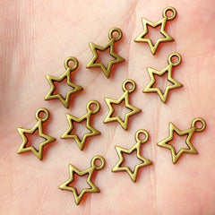 Star Charms Antique Bronzed (10pcs) (10mm x 13mm) Metal Finding Pendant Bracelet Earrings Zipper Pulls Bookmarks Key Chains CHM019