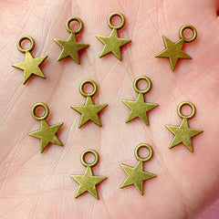 Star Charms Antique Bronzed (10pcs) (8mm x 11mm) Metal Finding Pendant Bracelet Earrings Zipper Pulls Bookmarks Key Chains CHM020