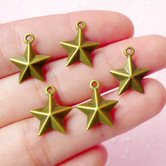 CLEARANCE Star Charms Antique Bronzed (5pcs) (13mm x 15mm) Metal Finding Pendant Bracelet Earrings Zipper Pulls Bookmarks Key Chains CHM021