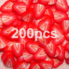 Strawberry Polymer Clay Cane Miniature Strawberry Slices (200pcs) Dollhouse Fruit Cane Fimo Cupcake Toppings Kawaii Nail Decorartion CF006-200