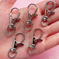 Swivel Trigger Hooks / Lobster Clasp / Parrot Clasps (13mm x 36mm / 5 pcs / Silver) Key Holder Key Chain Keyring Lanyard Clasp F058