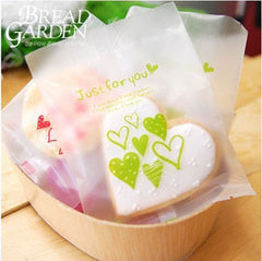 Kawaii Semi Clear Gift Bags "Just For You" Semi Transparent Plastic Gift Wrapping Bags with Heart (20 pcs) (10cm x 12.5cm) GB001