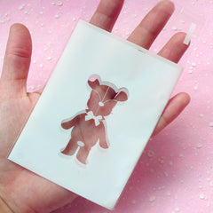 White Gift Bags with Kawaii Bear (20 pcs) Self Adhesive Resealable Plastic Gift Wrapping Bags (7.4cm x 10cm) GB005