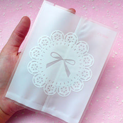 Semi Clear Gift Bags For You with Ribbon Pattern (20pcs) Semi Transp, MiniatureSweet, Kawaii Resin Crafts, Decoden Cabochons Supplies