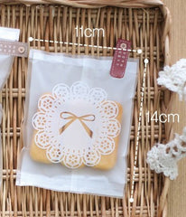 Kawaii Gift Bags with Ribbon Pattern (20pcs) Semi Transparent Gift Wrapping Bags (10.7cm x 12.8cm) GB007
