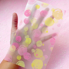 Gift Bags (Pink and Yellow) Semi Clear Kawaii Gift Wrapping Bags (20 pcs) (11.9cm x 20cm) GB011