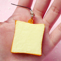 Kawaii Squishy Toast Bread Slice / Squishy Charm / Squishy Blank for DIY (3.8cm / 1 pc) Miniature Sweets Phone Strap Keychains Keyrings SQ02