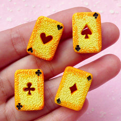 Playing Card Cookie Cabochon Poker Card Sweets Cabochons (4pcs / 14mm x 20mm / Flatback) Kawaii Jewelry Alice in Wonderland Decoden FCAB066