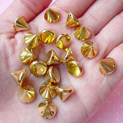 CLEARANCE Rivet / GOLD Cone Rivet Studs Flatback Conical Rivet w/ Hole 10mm (20pcs) Spikes Beads Charms Sewing Pendants Bracelets Decoden RT32