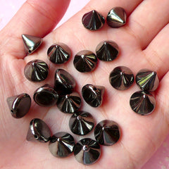 Rivet / BLACK Cone Rivet Studs Flatback Conical Rivet w/ Hole 10mm (20pcs) Spikes Beads Charms Sewing Pendants Bracelets Decoden RT34