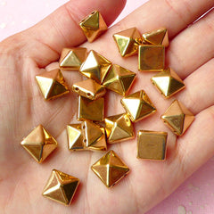 CLEARANCE Rivet / GOLD Pyramid Rivet Studs Flatback Square Rivet w/ Hole 10mm (20pcs) Spikes Beads Charms Sewing Pendants Bracelets Decoden RT35