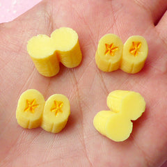 Dollhouse Banana Slice Cabochon / Miniature Fruit Cabochon / Fake Fruit Topping (4pcs / 16mm x 8mm) Kawaii Decoden Fake Sweets Craft FCAB076