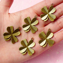 Four Leaf Clover Antique Bronzed Charms (5pcs) (28x25mm) Metal Finding Pendant Bracelet Earrings Zipper Pulls Bookmarks Key Chains CHM025