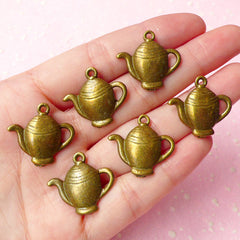 Teapot Charms Antique Bronzed (6pcs) (21mm x 22mm) Metal Finding Pendant Bracelet Earrings Zipper Pulls Bookmarks Key Chains CHM028