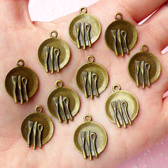 Cutlery Charms (10pcs) (15mm x 19mm) Antique Bronzed Metal Finding Pendant Bracelet Earrings Zipper Pulls Bookmarks Key Chains CHM029