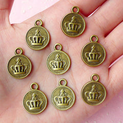 CLEARANCE Crown Tag Charms (8pcs) (15mm x 19mm) Antique Bronzed Metal Finding Pendant Bracelet Earrings Zipper Pulls Bookmarks Key Chains CHM033