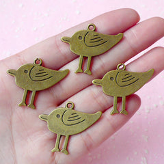 Bird Charms / Spring Bird Charm (4pcs / 32mm x 26mm / Antique Bronzed) Pendant Bracelet Earrings Zipper Pulls Bookmarks Key Chains CHM034