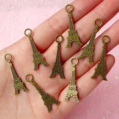 Tower Charms (8pcs) (31mm x 12mm) (2 Sided) Antique Bronzed Metal Finding Pendant Bracelet Earrings Zipper Pulls Bookmark Keychains CHM050