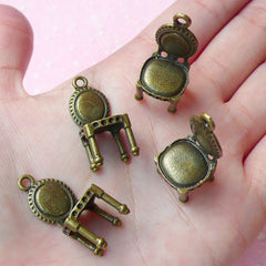 3D Antique Chair Charms (4pcs) (29mm x 13mm) Antique Bronzed Metal Finding Pendant Bracelet Zipper Pulls Bookmark Keychains CHM058