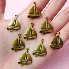 Sailboat Charms (8pcs) (23mm x 17mm) Antique Bronzed Metal Finding Pendant Bracelet Earrings Zipper Pulls Bookmark Keychains CHM046