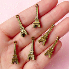 3D Tower Charms (6pcs) (24mm x 7mm) Antique Bronzed Metal Finding Pendant Bracelet Earrings Zipper Pulls Bookmark Keychains CHM049