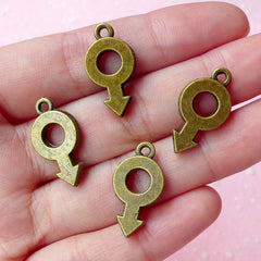 CLEARANCE Male Gender Symbol Charms (4pcs) (22mm x 12mm) Antique Bronzed Metal Finding Pendant Bracelet Zipper Pulls Bookmark Keychains CHM057