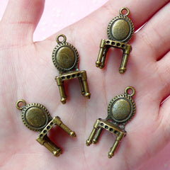 3D Antique Chair Charms (4pcs) (29mm x 13mm) Antique Bronzed Metal Finding Pendant Bracelet Zipper Pulls Bookmark Keychains CHM058