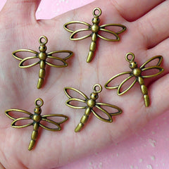 Dragonfly Charms Antique Bronzed (5pcs) (31mm x 27mm) Metal Finding Pendant Bracelet Earrings Zipper Pulls Bookmarks Key Chains CHM064