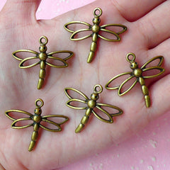 Dragonfly Charms Antique Bronzed (5pcs) (31mm x 27mm) Metal Finding Pendant Bracelet Earrings Zipper Pulls Bookmarks Key Chains CHM064