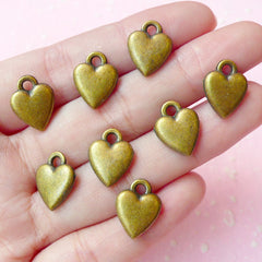 Heart Charms Antique Bronzed (8pcs) (11mm x 14mm) Metal Finding Pendant Bracelet Earrings Zipper Pulls Bookmarks Key Chains CHM067