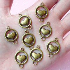Heart Charms Antique Bronzed (8pcs) (15mm x 22mm) Metal Finding Pendant Bracelet Earrings Zipper Pulls Bookmarks Key Chains CHM068
