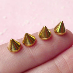 Small Cone Cabochon / Tiny Spikes (Gold / Flat Back) (4pcs) Earring Making Rock Nail Art Nail Decoration Scrapbooking Punk Manicure NAC046